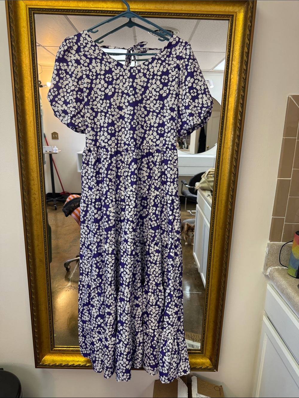 Purple Floral Midi Dress